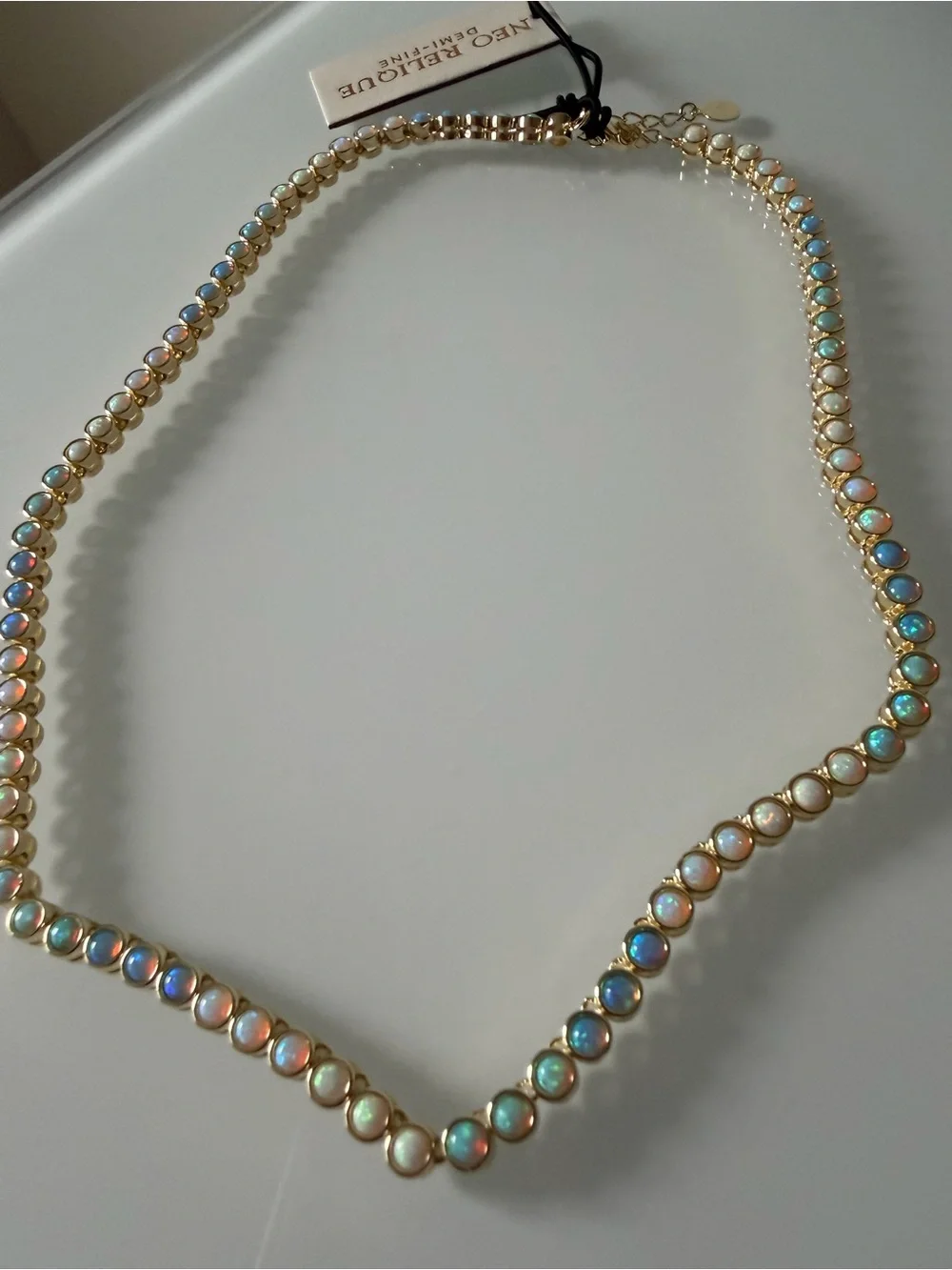 Opal gold tennis Necklace
